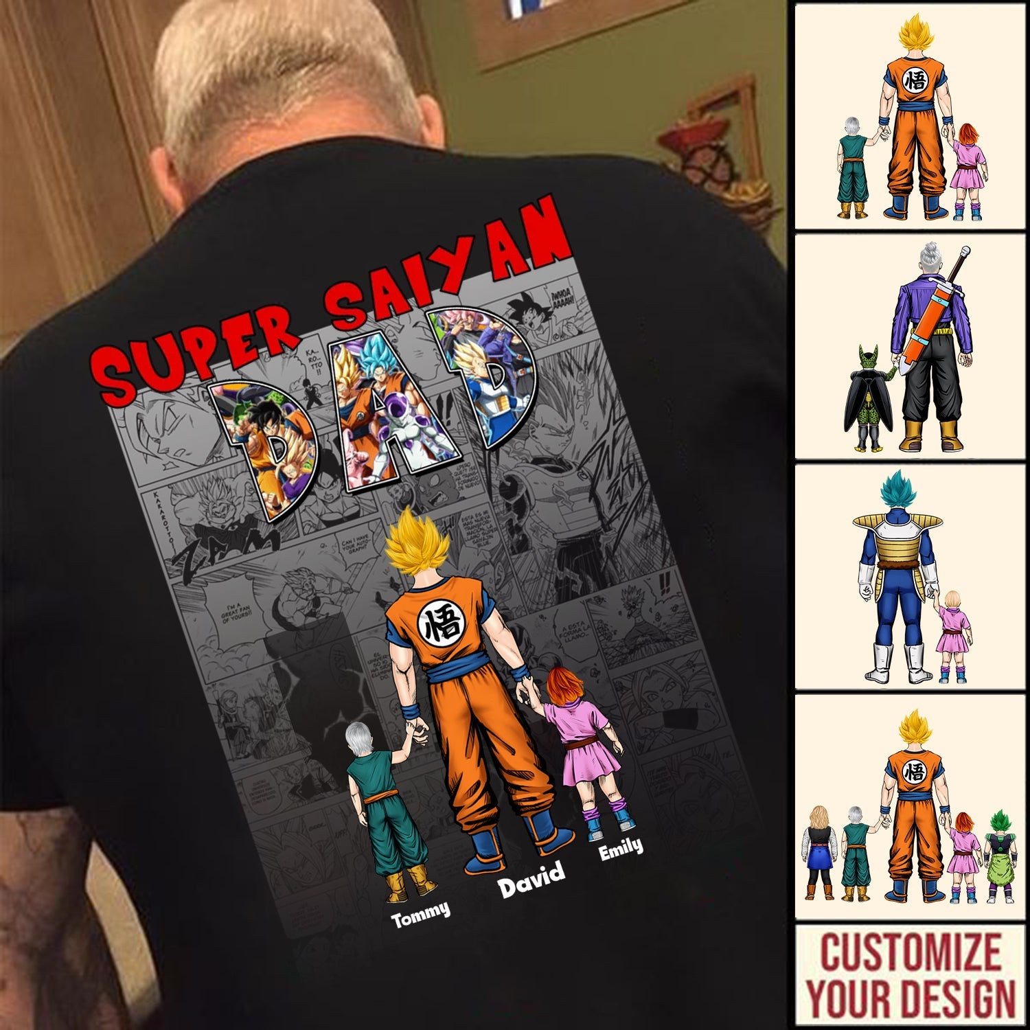 Personalized Super Saiyan Dad T-Shirt Gift for Father's Day Cotton Apparel GradoCreations