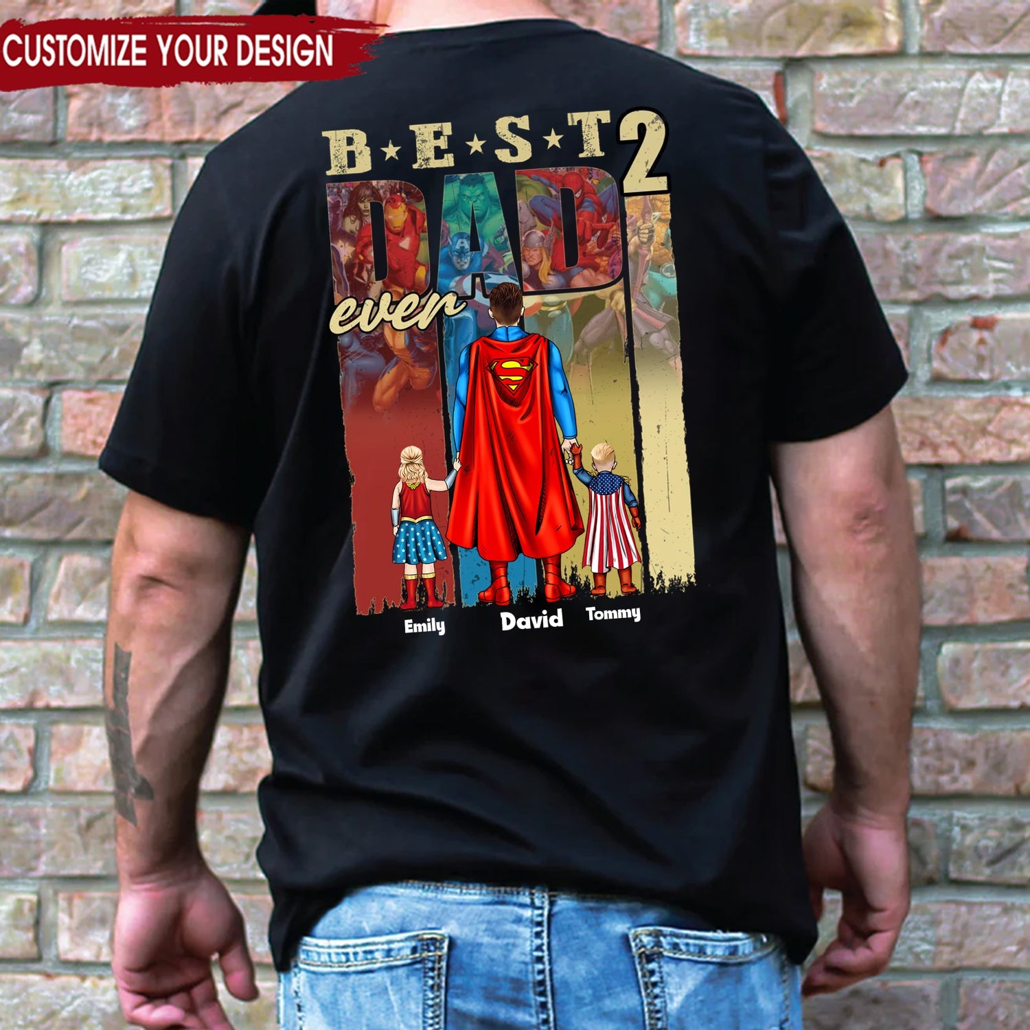 Personalized Superhero T-Shirt Gift for Dad | Father's Day Cotton Apparel GradoCreations
