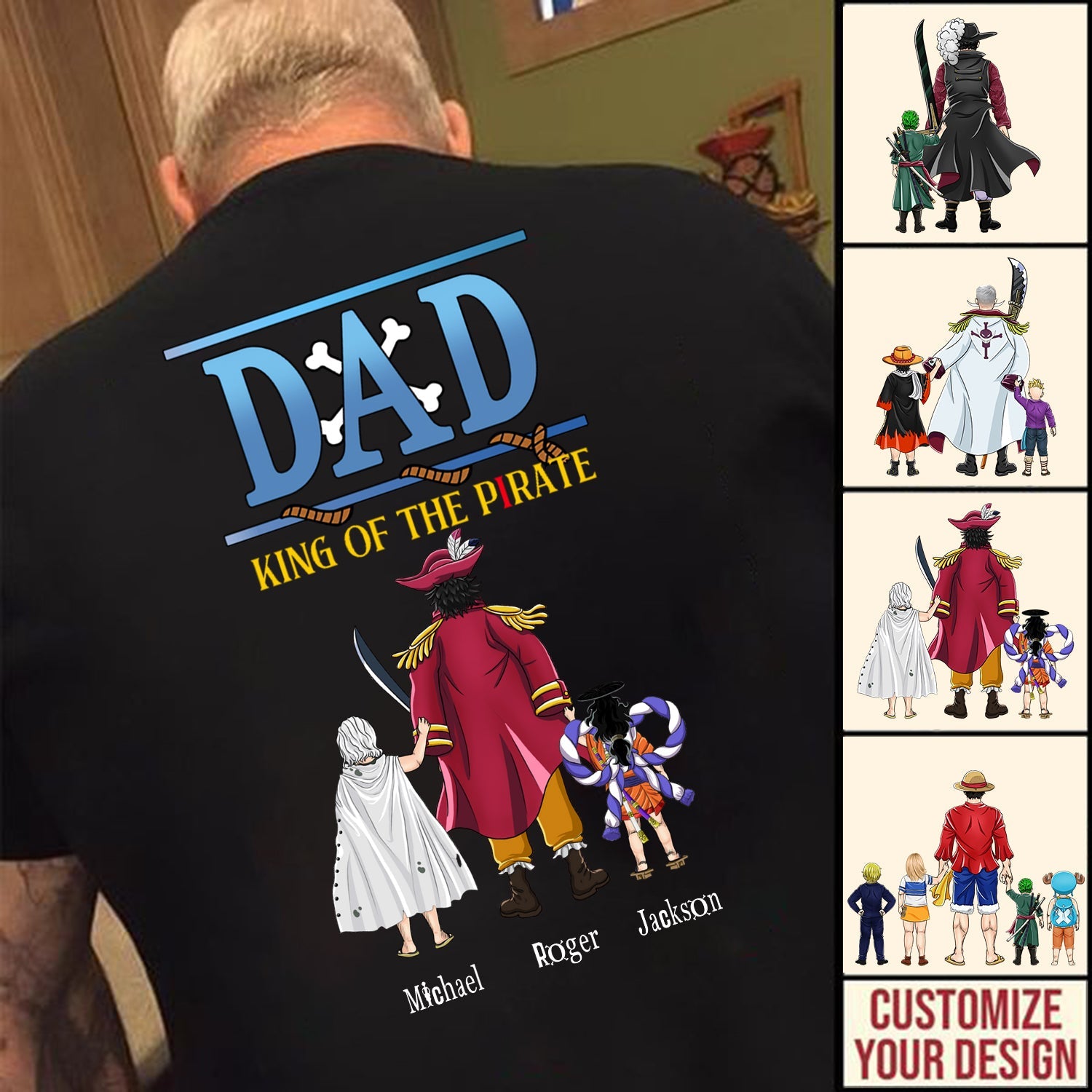 Personalized Pirate T-Shirt Gift for Dad, Cotton Apparel Cotton Apparel GradoCreations