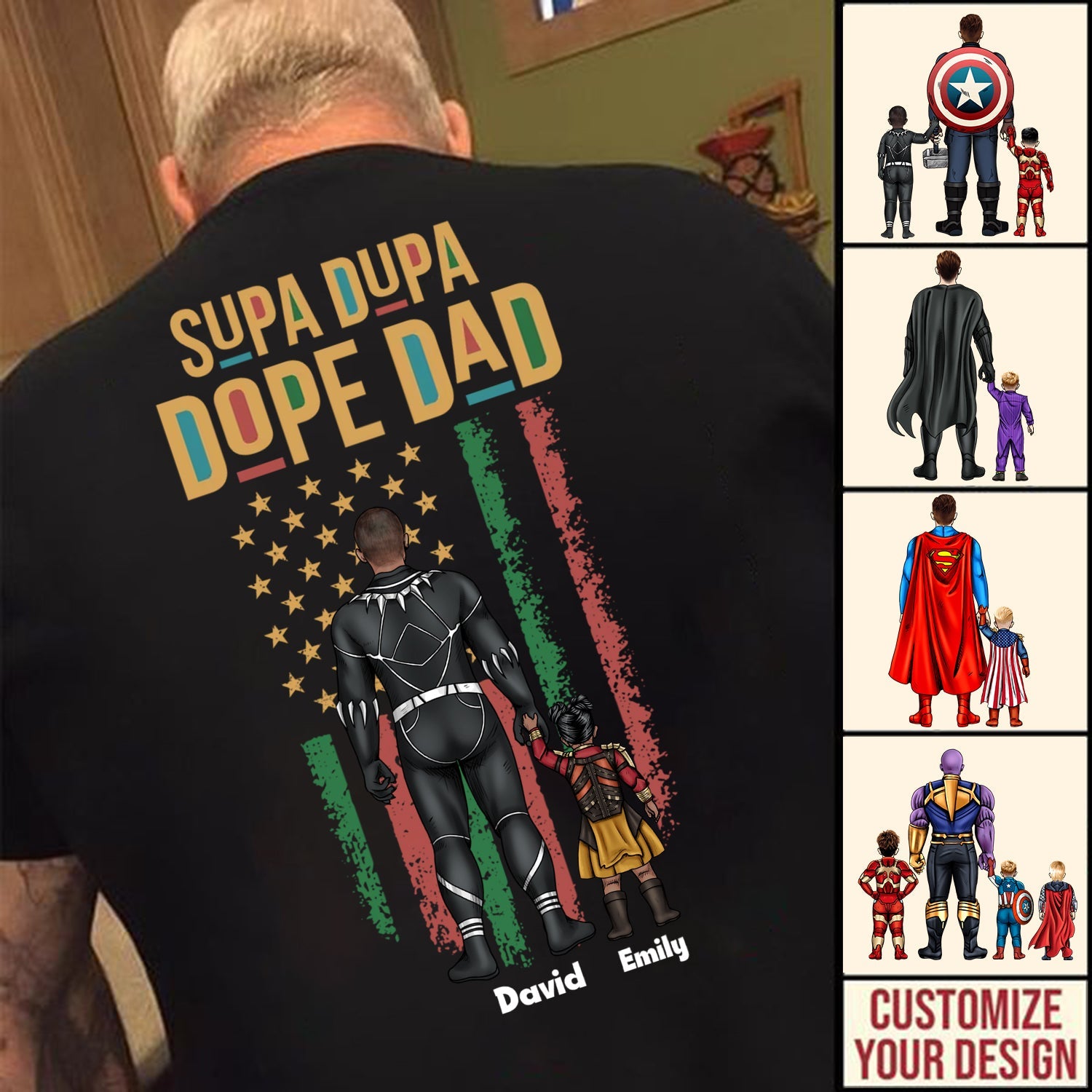 Personalized Supa Dupa Dope Dad T-Shirt Custom Gift for Dad Cotton Apparel GradoCreations