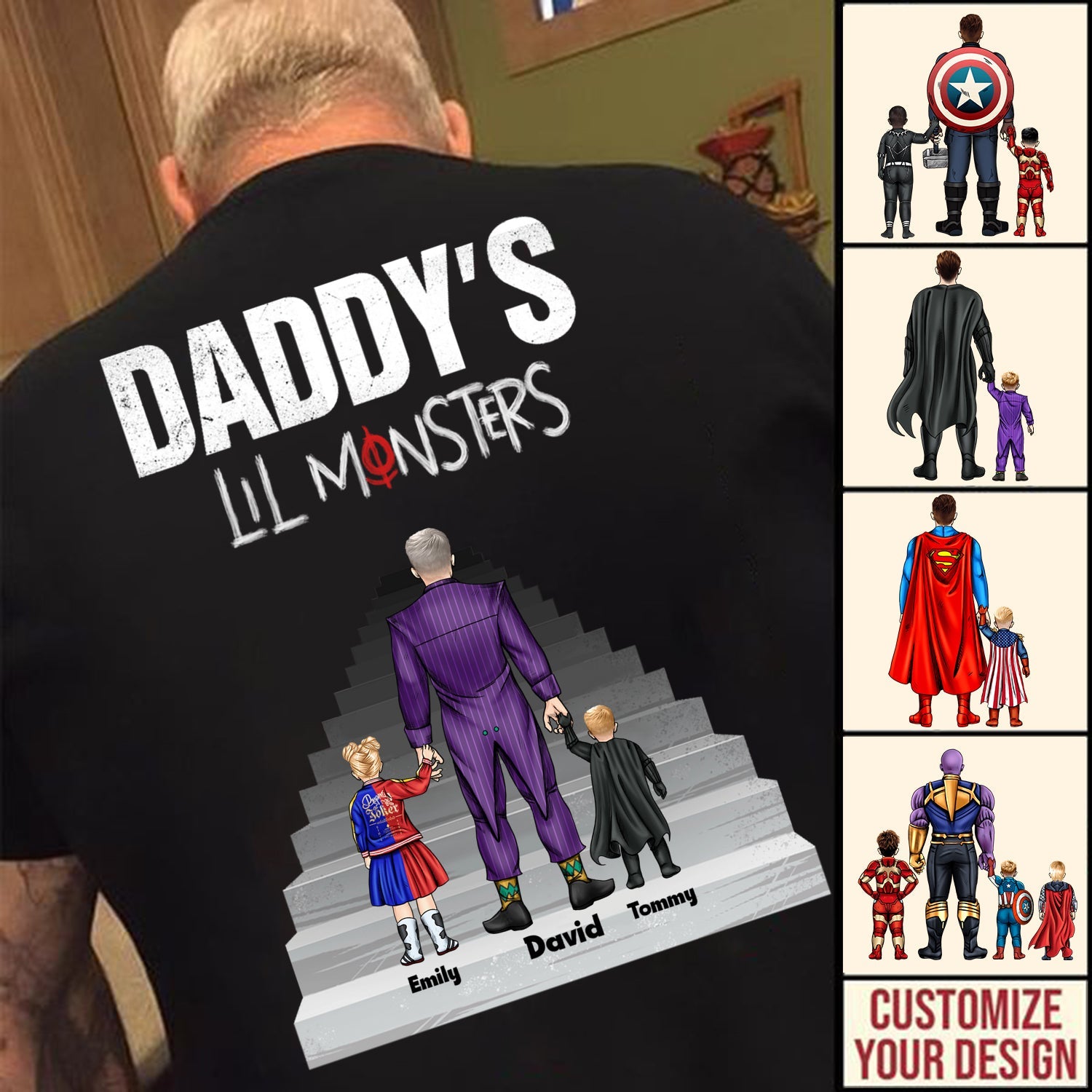 Personalized Daddy's Lil Monsters T-Shirt Gift for Father's Day Cotton Apparel GradoCreations