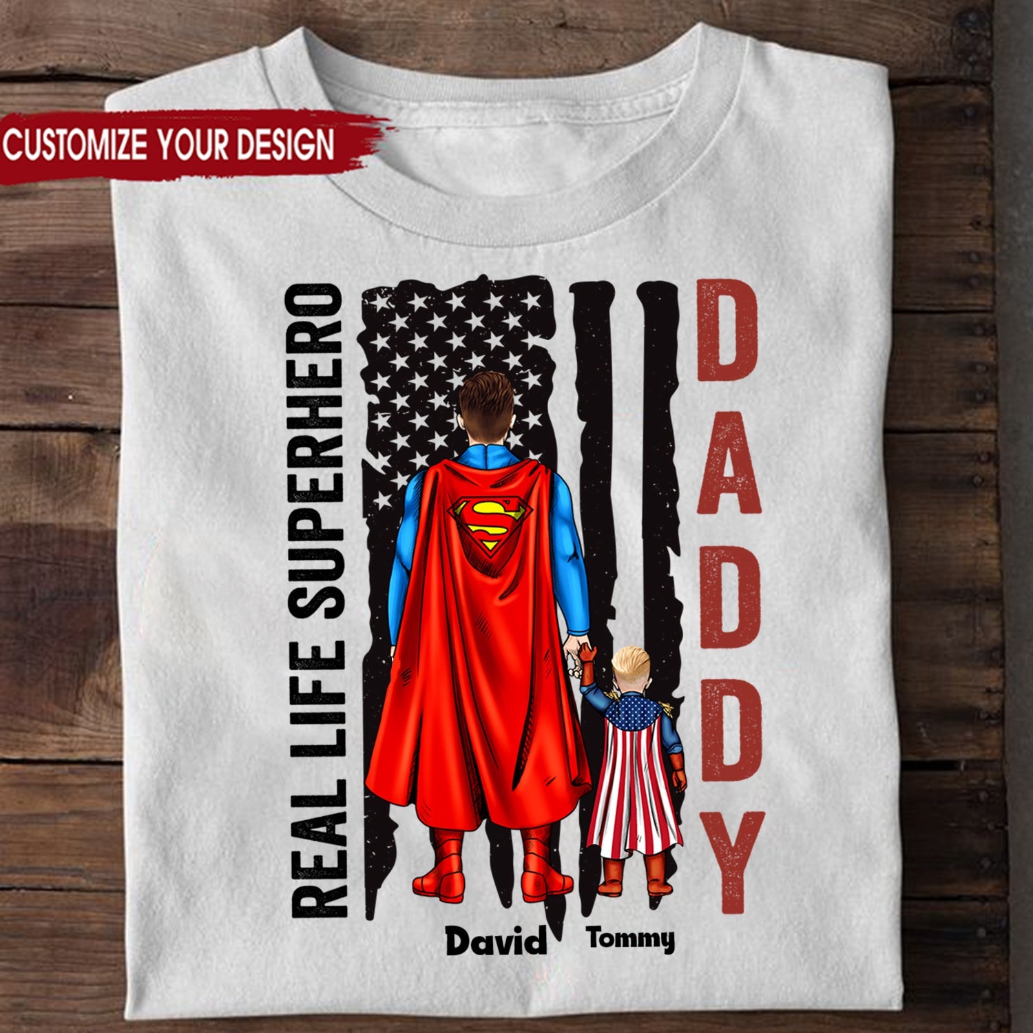 Personalized Real Life Superhero T-Shirt Gift for Dad Cotton Apparel GradoCreations