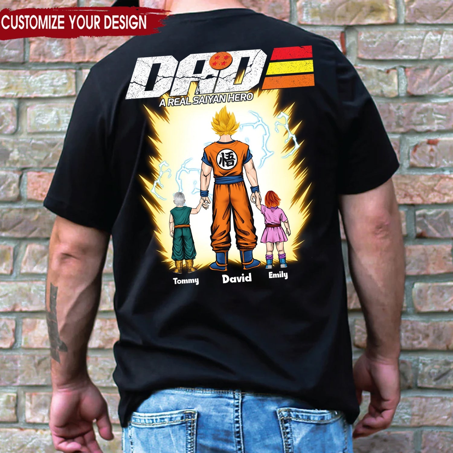 Personalized Dad T-Shirt A Real Saiyan Hero Gift for Father's Day Cotton Apparel GradoCreations