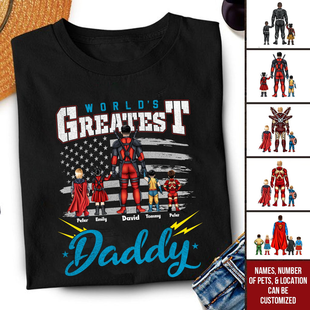 Personalized World's Greatest Daddy T-Shirt Gift for Dad