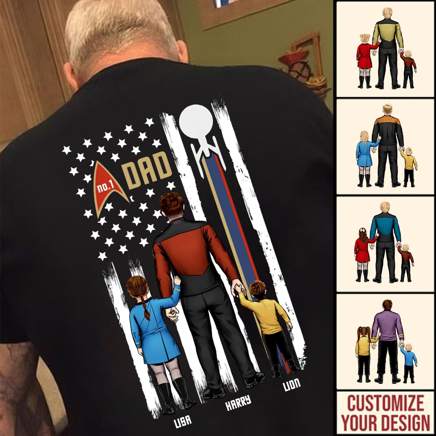 Personalized T-Shirt Gift for Dad with Cartoon Design