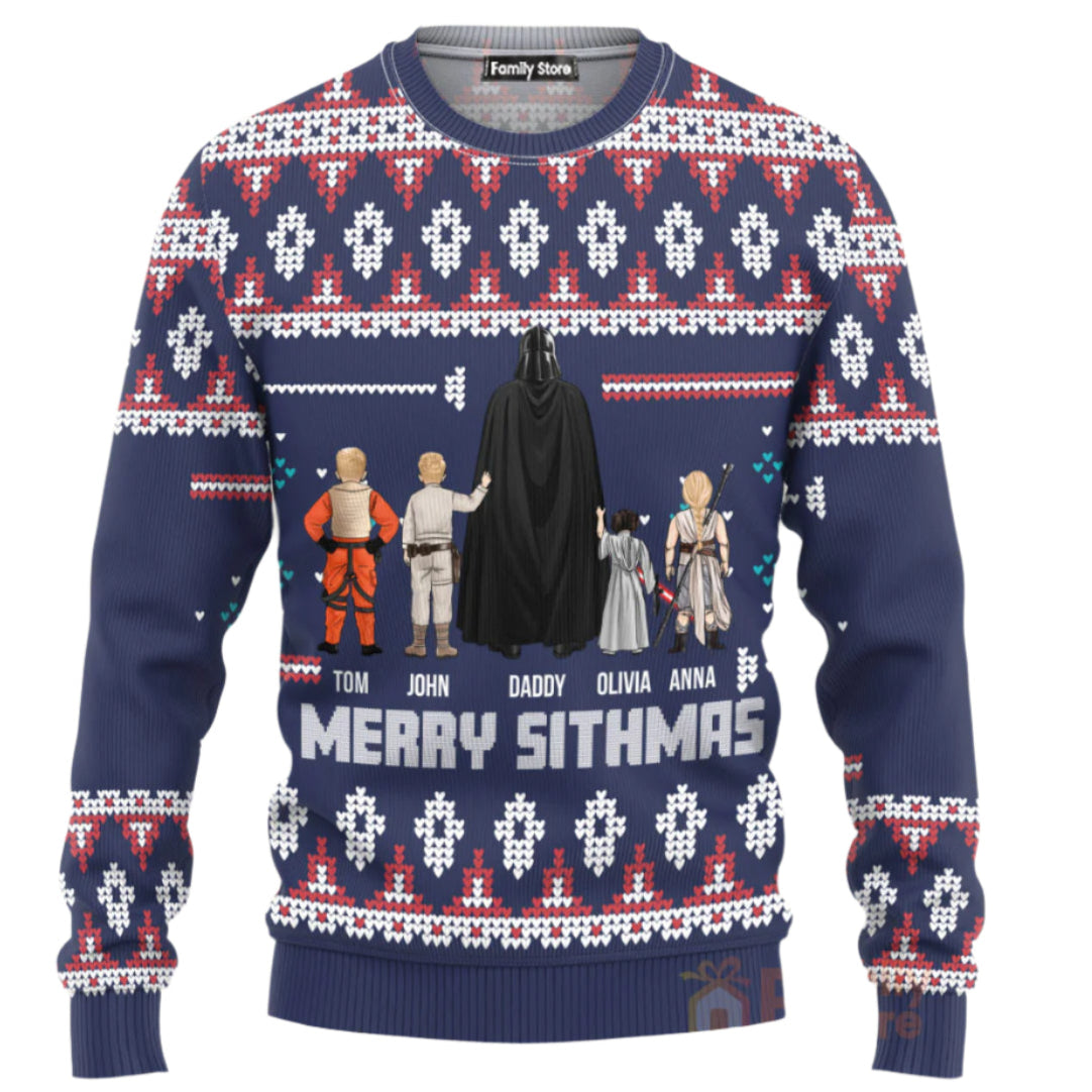 Personalized Darth Santa Sweatshirt Custom Family Names Gift for Dad