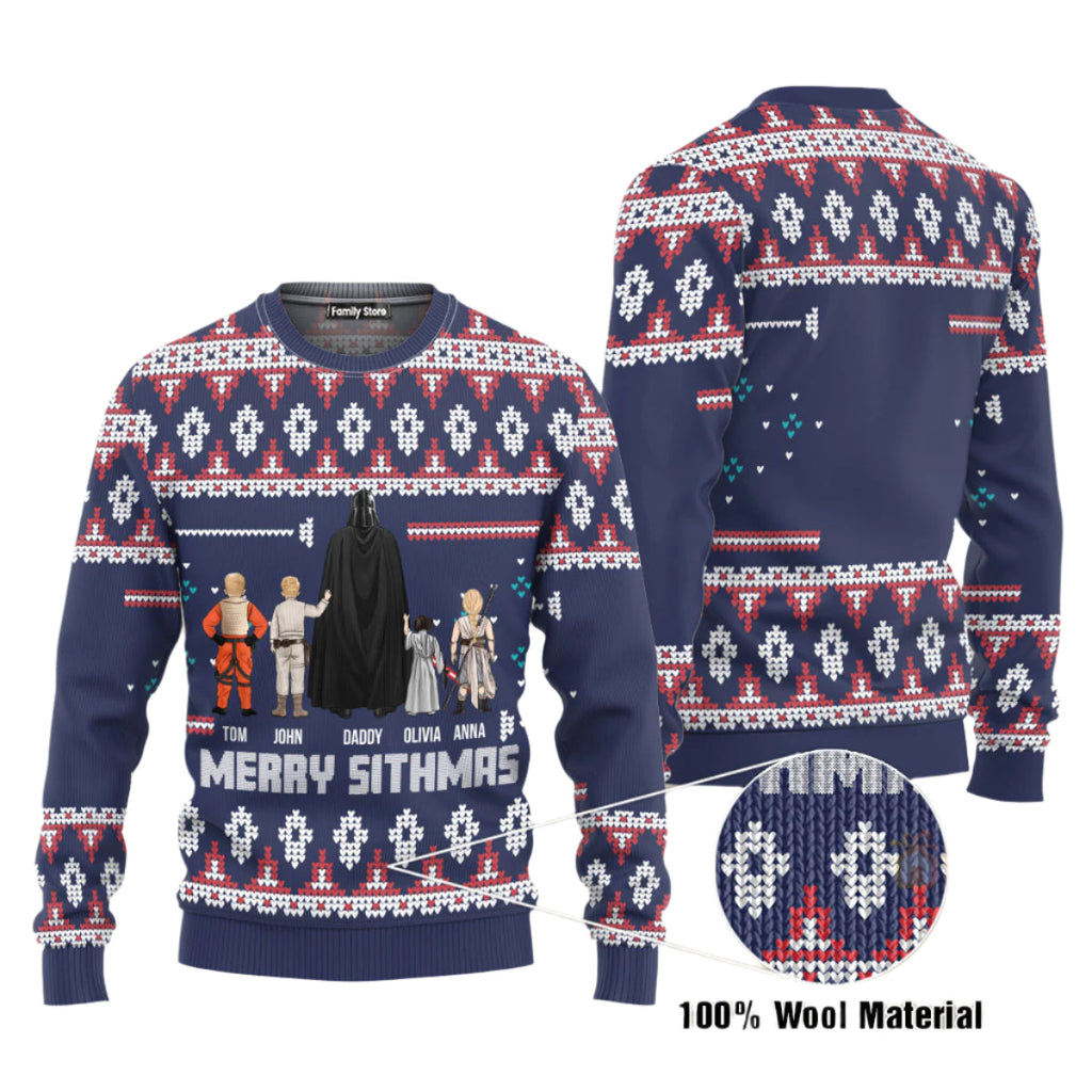 Personalized Darth Santa Sweatshirt Custom Family Names Gift for Dad
