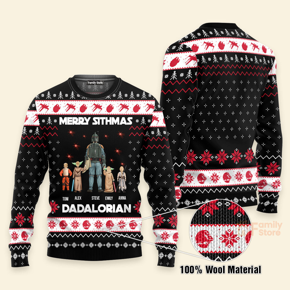 Personalized Darth Vader Christmas Ugly Sweater Gift for Dad