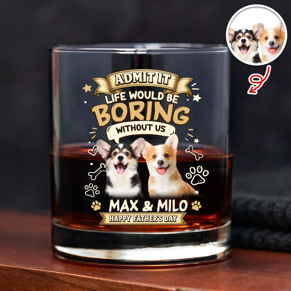 Personalized Photo Whiskey Glass Custom Gift for Dad HN590 - Print Rock Glass GradoCreations
