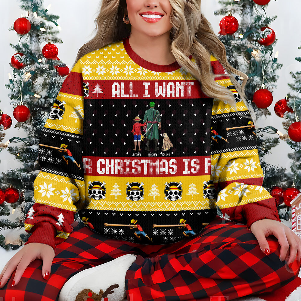 Personalized Ugly Christmas Sweater for Dad, Grandpa, Husband - Pirate Adventure Gift