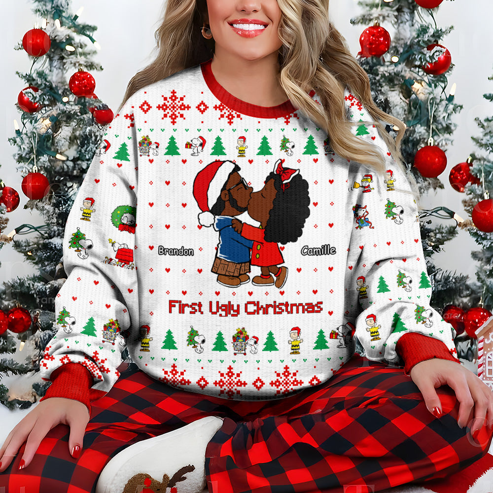 Personalized Ugly Christmas Sweater for Couples | Custom Name Gift