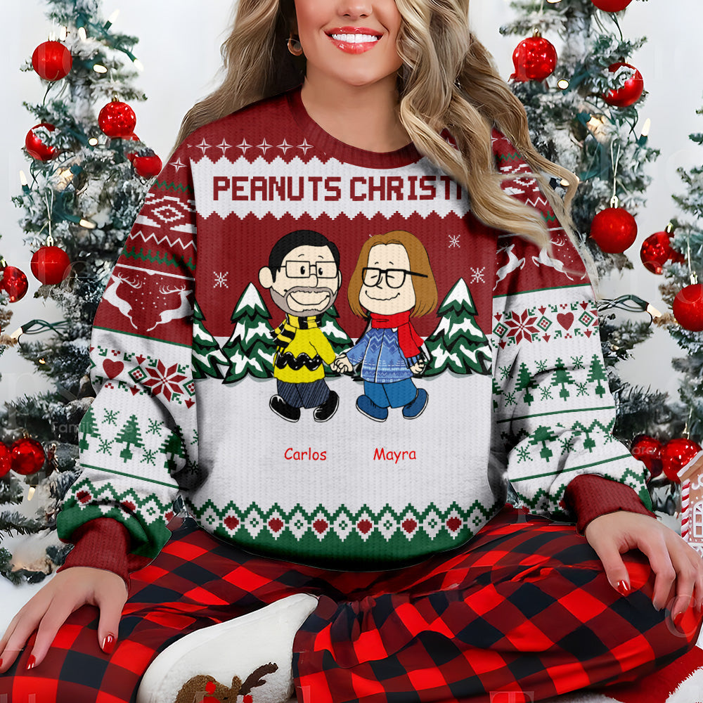 Personalized Peanuts Christmas Ugly Sweater for Couples Gift