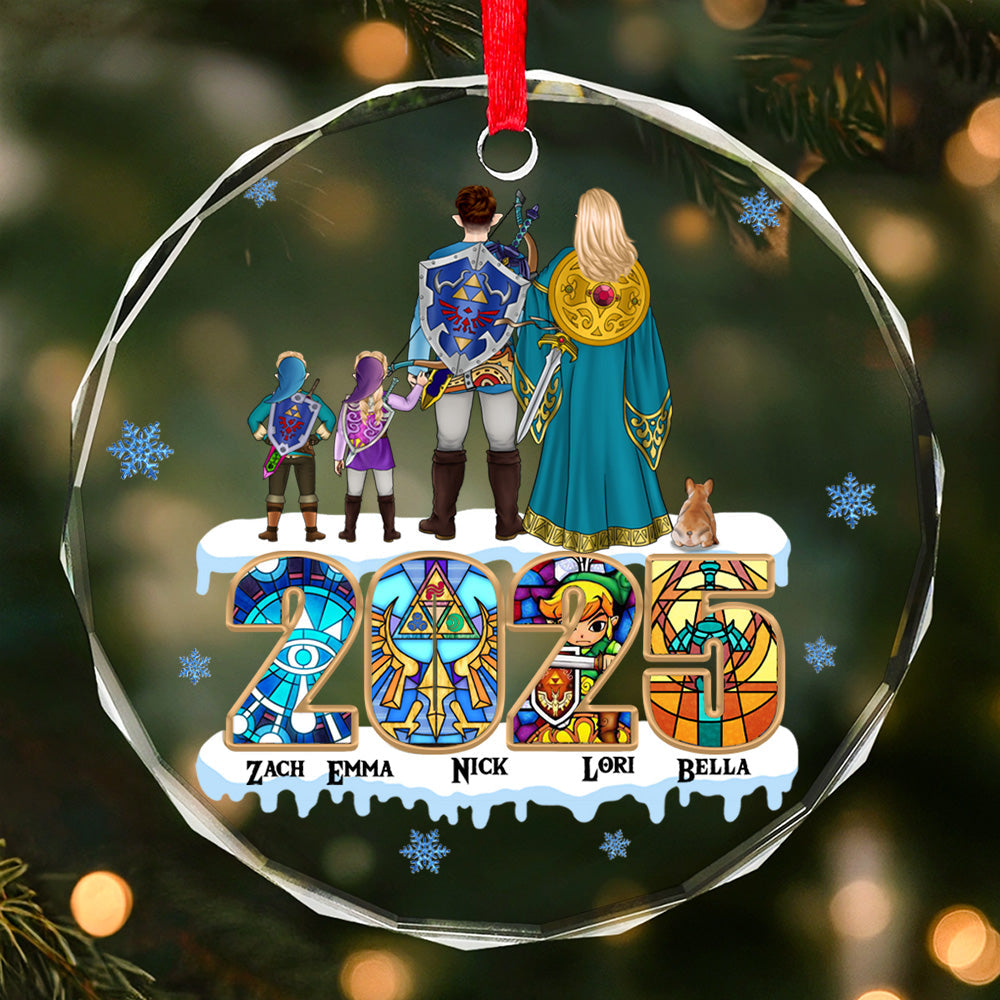 Personalized Legend of Zelda Christmas Glass Ornament Family 2025 Gift