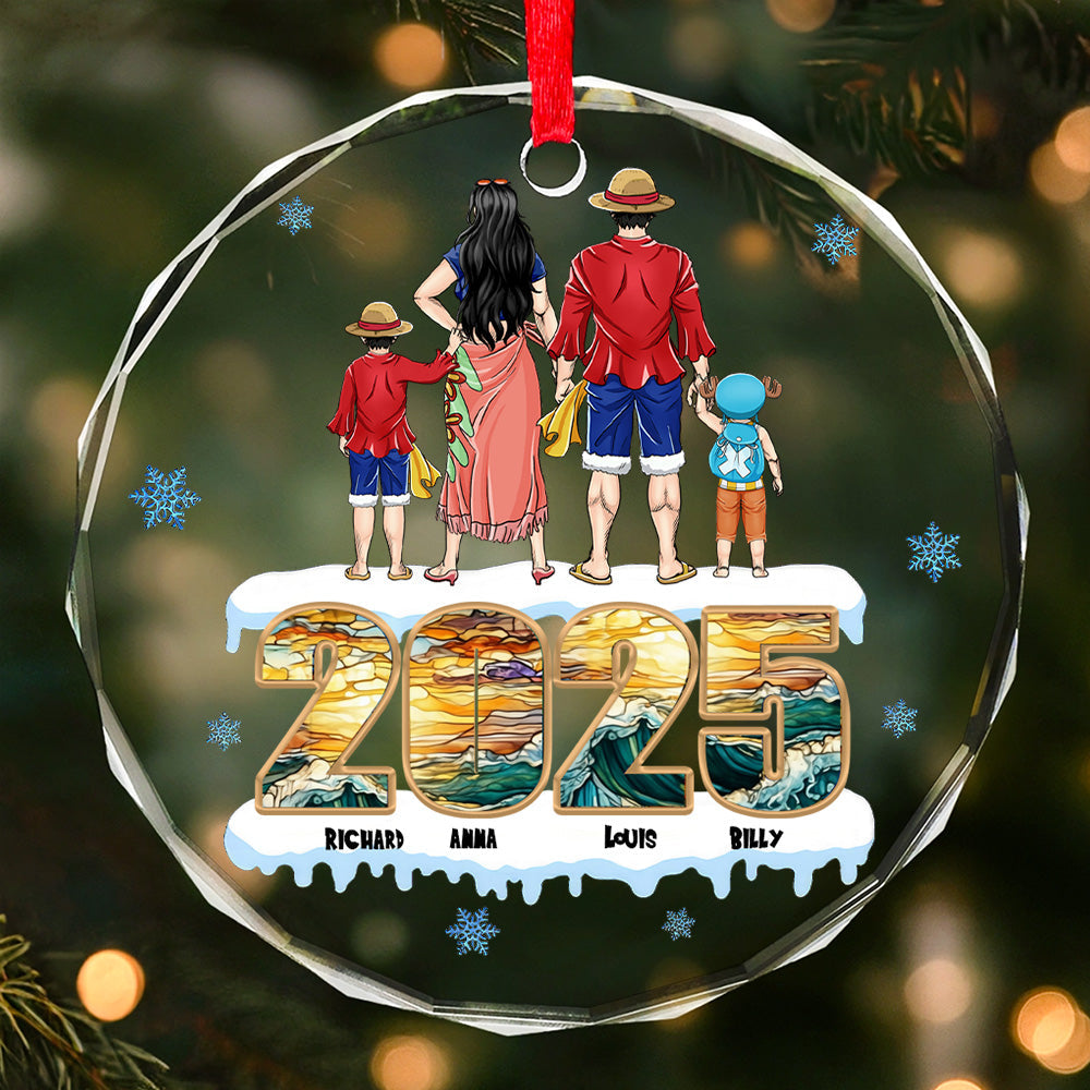 Personalized Pirate Family Glass Ornament Christmas Gift for Family