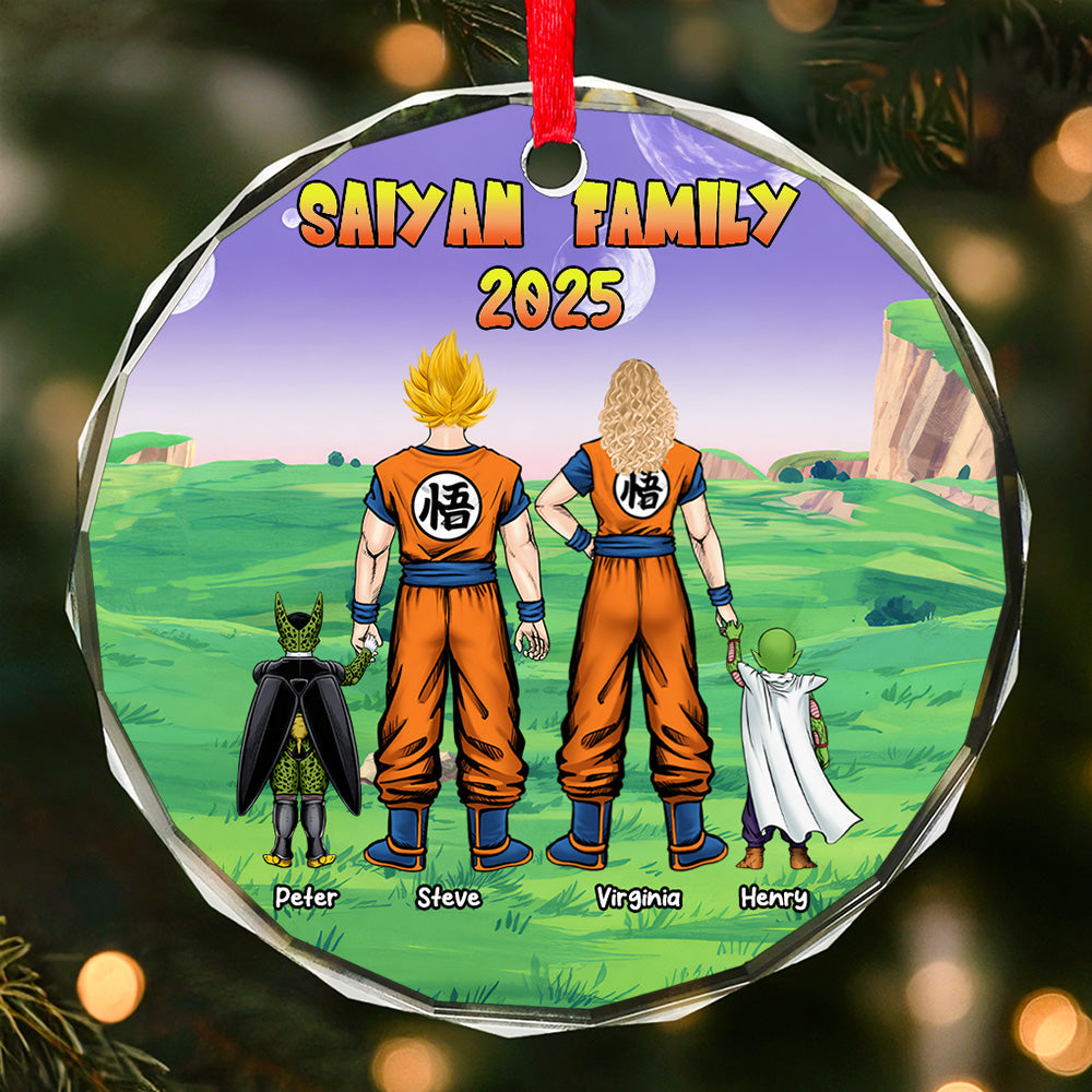 Personalized Saiyan Family Glass Ornament Custom Name Gift