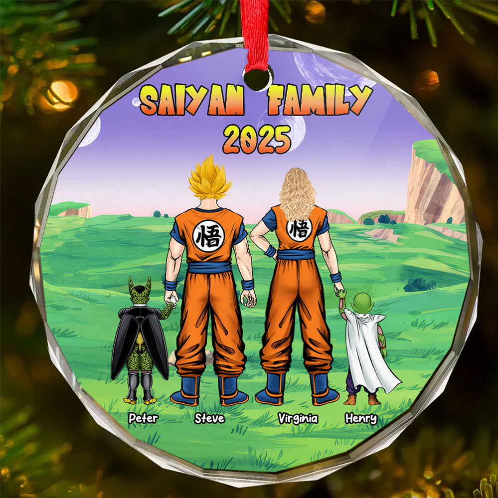 Personalized Saiyan Family Glass Ornament Custom Name Gift