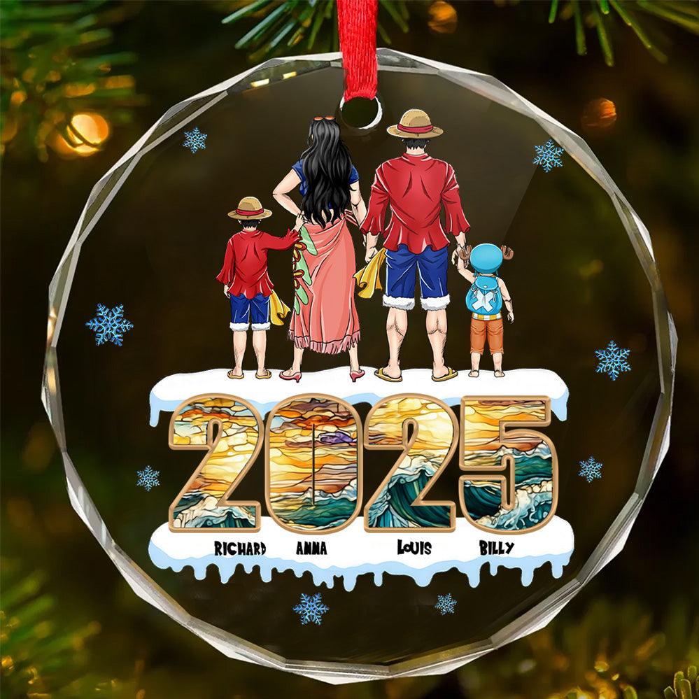 Personalized Pirate Family Glass Ornament Christmas Gift for Family