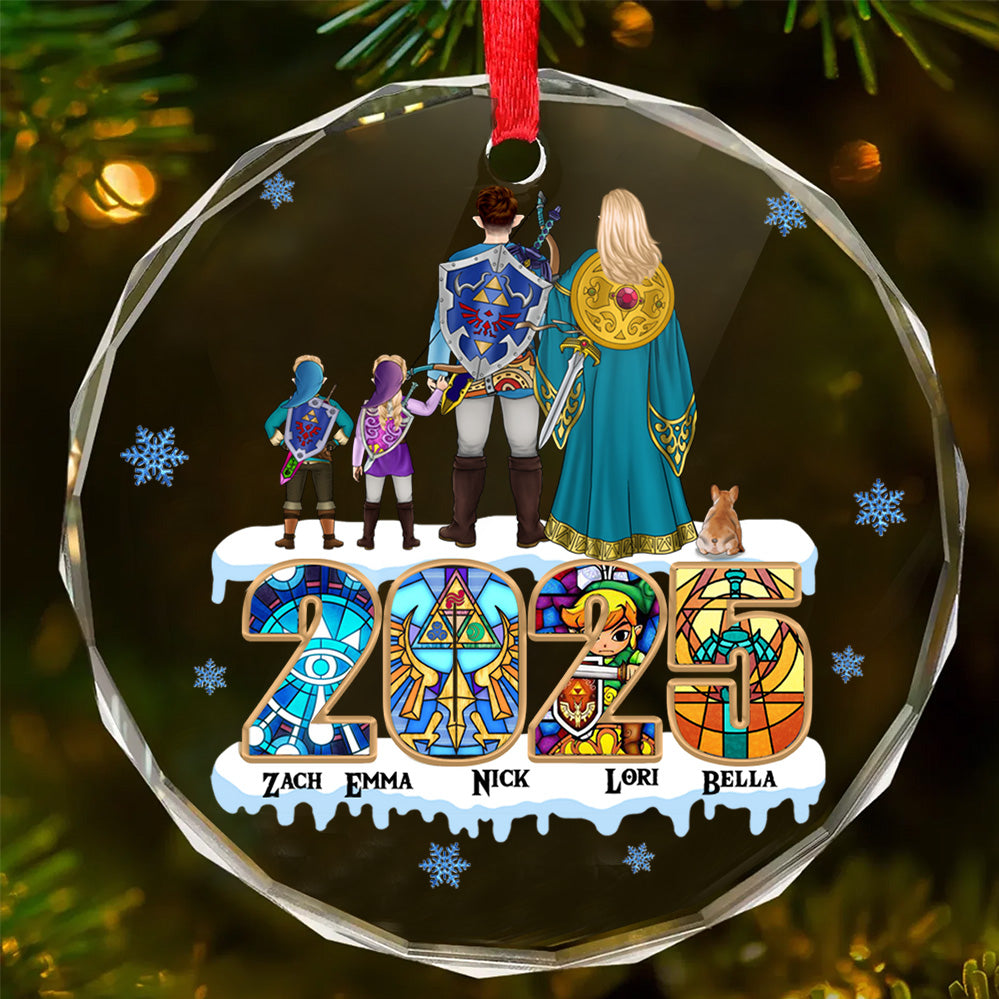 Personalized Legend of Zelda Christmas Glass Ornament Family 2025 Gift