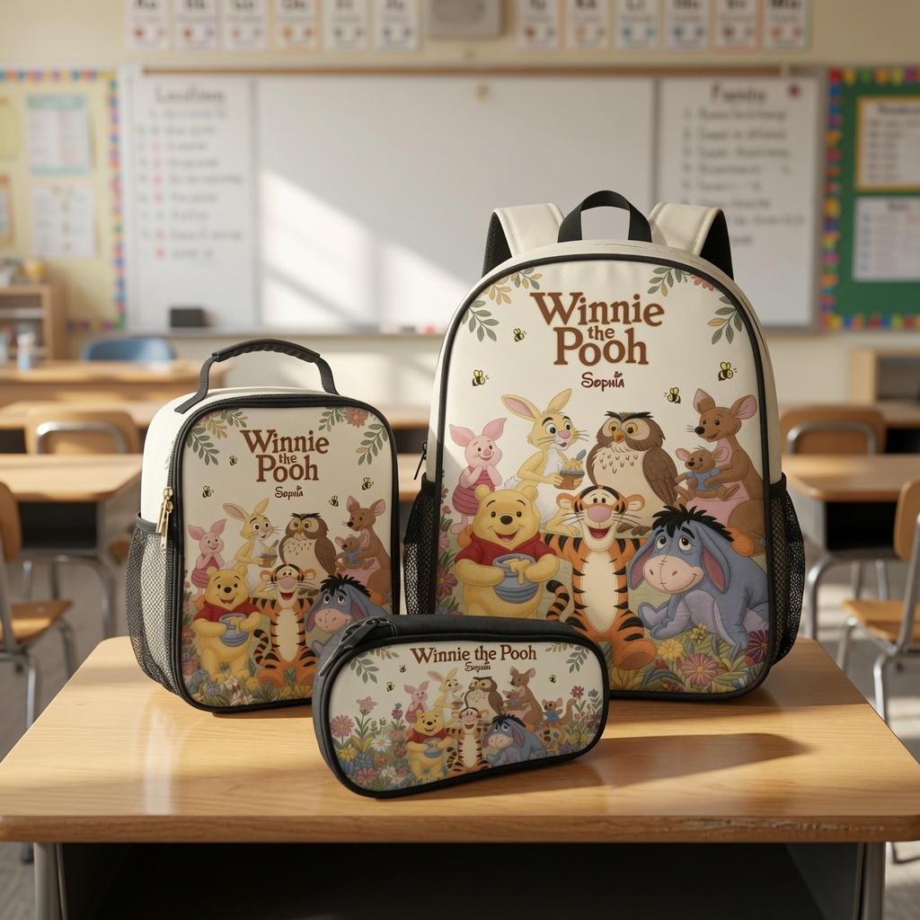 Personalized Winnie the Pooh Backpack Set for Kids - Back to School Gift School Bag+ GradoCreations
