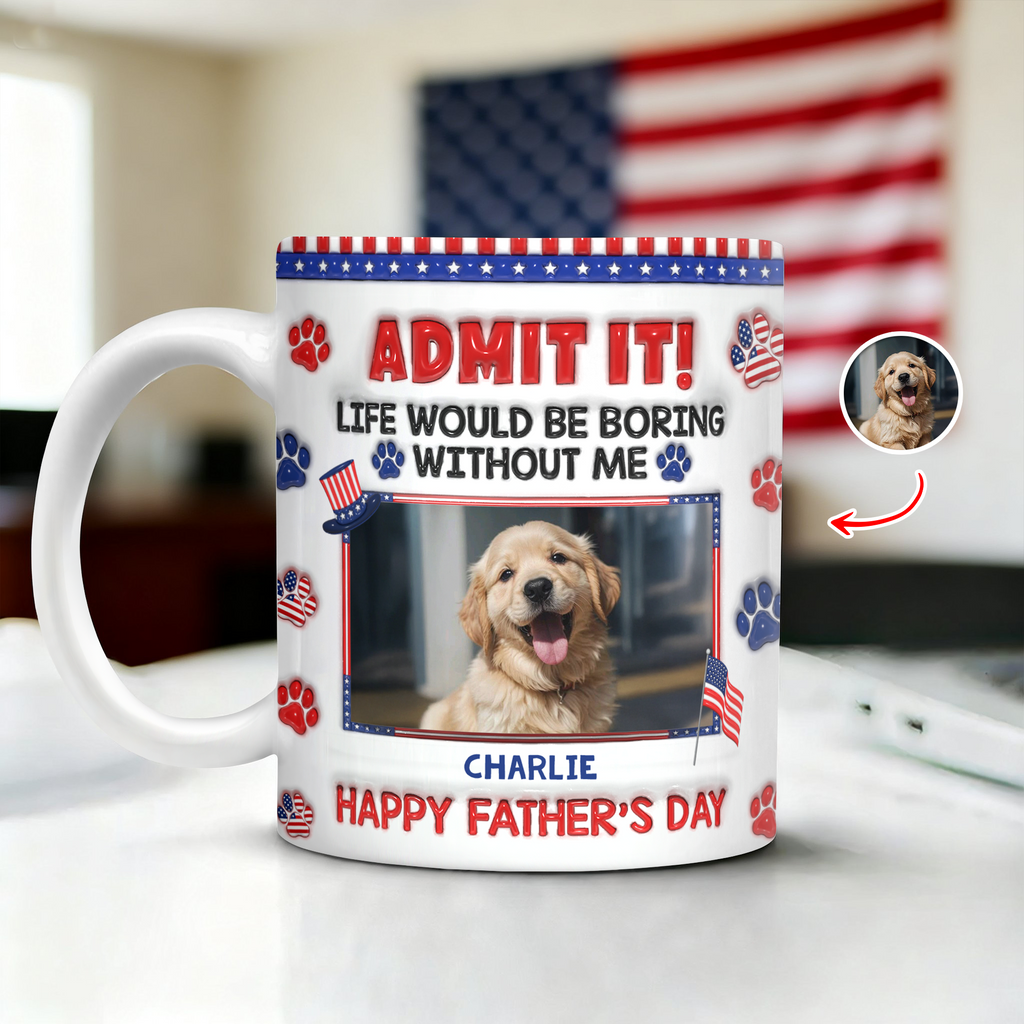 Personalized Dog Photo Mug Custom Photo Gift for Dog Dad HN590 - edge to edge mug GradoCreations