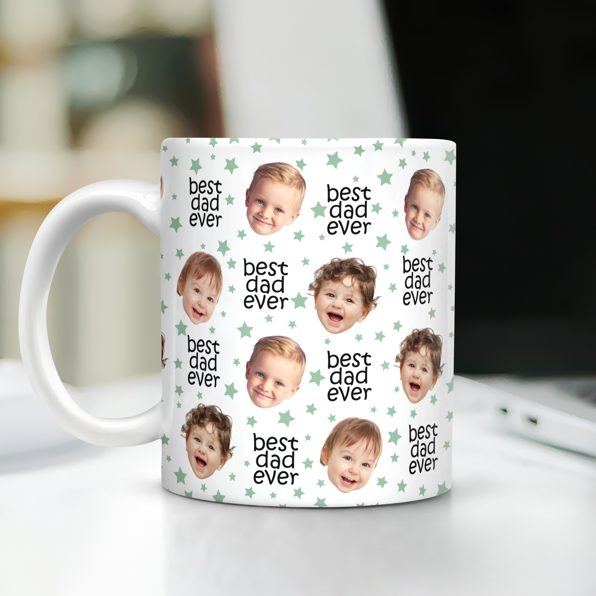 Custom Face Mug with Colored Stars Gift for Dad & Mom HN590 - edge to edge mug GradoCreations
