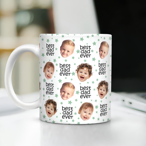 Custom Face Mug with Colored Stars Gift for Dad & Mom HN590 - edge to edge mug GradoCreations