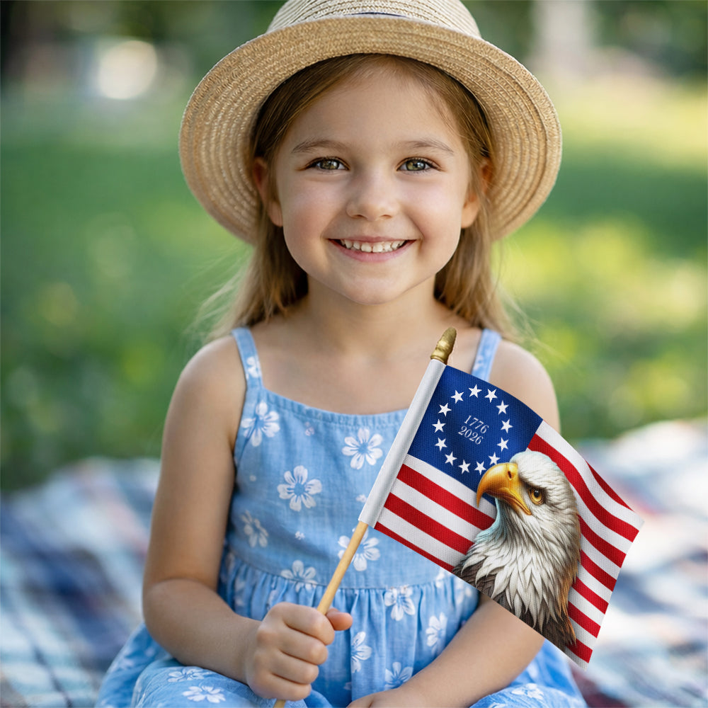 Personalized Betsy Ross Eagle Handheld American Flag 4th of July Gift HN590 - Handheld Flag GradoCreations