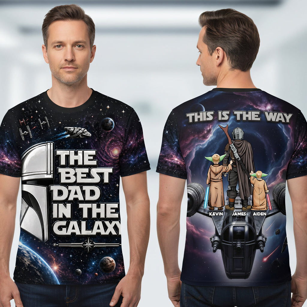 Personalized AOP T-Shirt The Best Dad In The Galaxy Gift