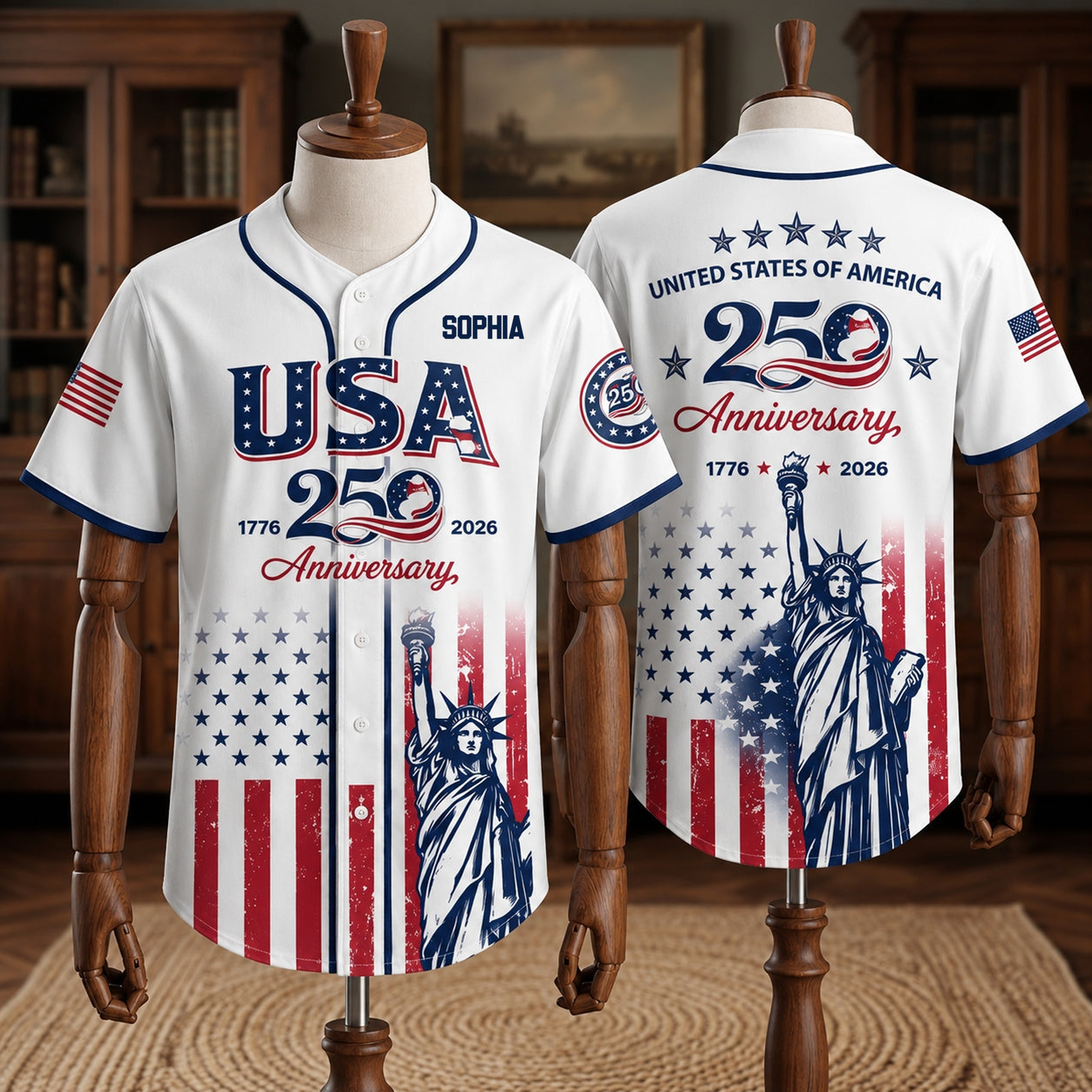 Personalized USA 250th Anniversary Baseball Jersey for Adults & Kids