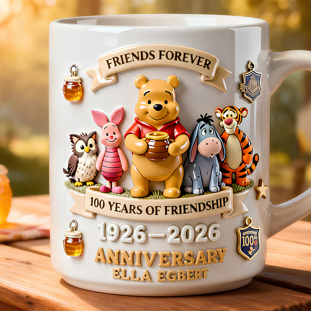 Personalized Honey Bear Ceramic Mug 100 Years Friendship Gift for Anniversary
