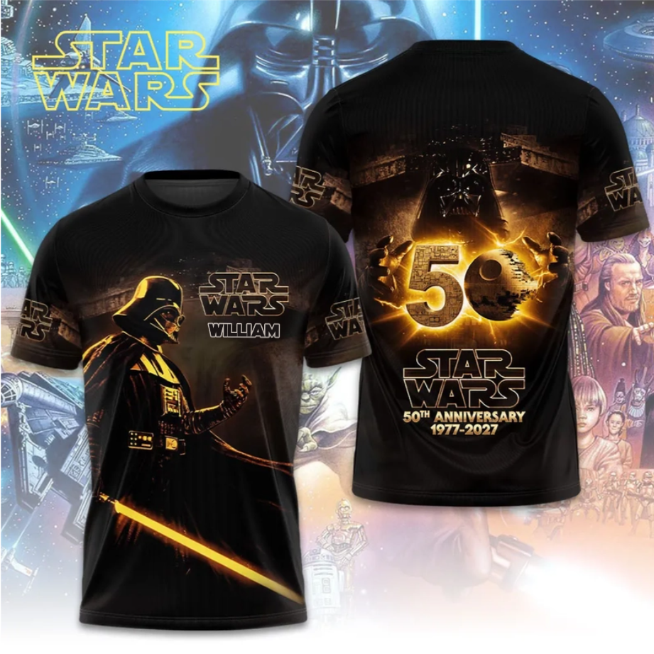 Personalized Star Wars 50th Anniversary AOP Shirt Gift for Movie Fans