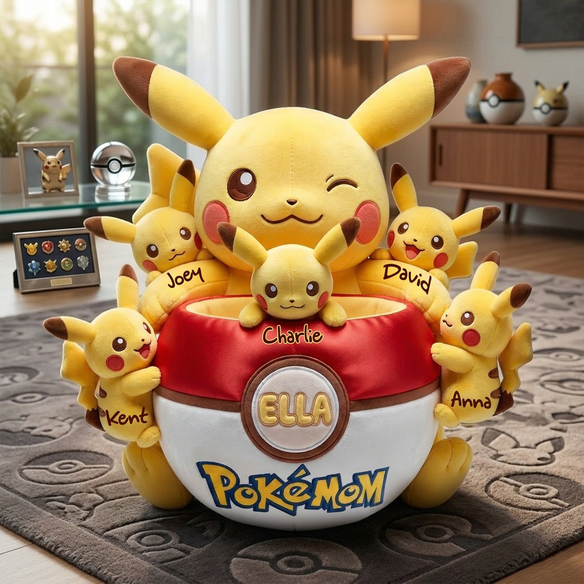 Personalized Pikachu Shaped Pillow Custom Name Gift for Mom