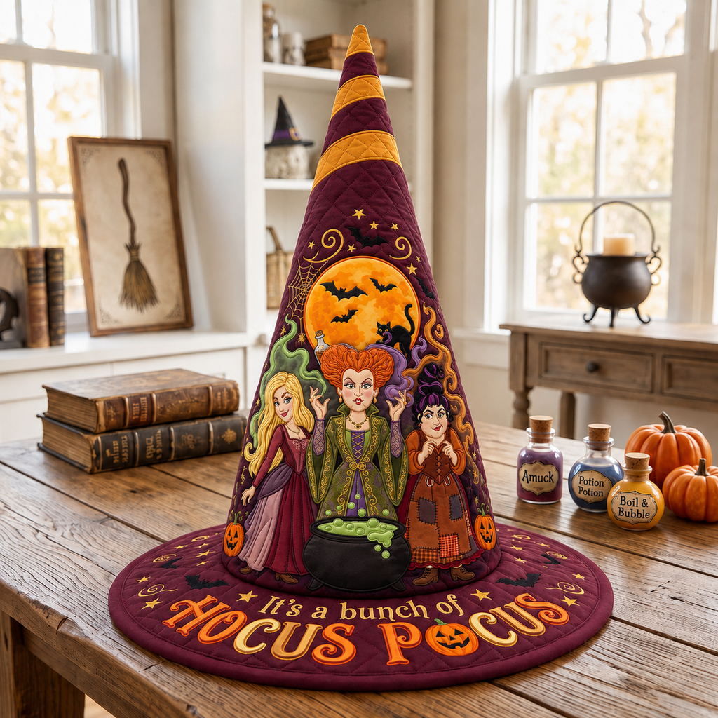 Personalized Quilted Witch Hat Spooky Halloween Gift for Her Quilt Witch Hat GradoCreations