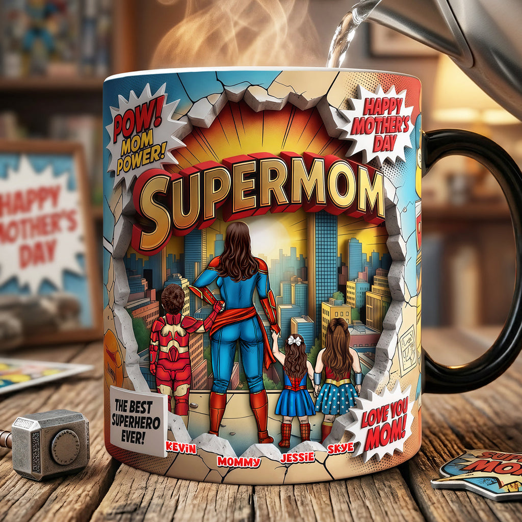 Personalized Color Changing SuperMom Mug Gift for Mom