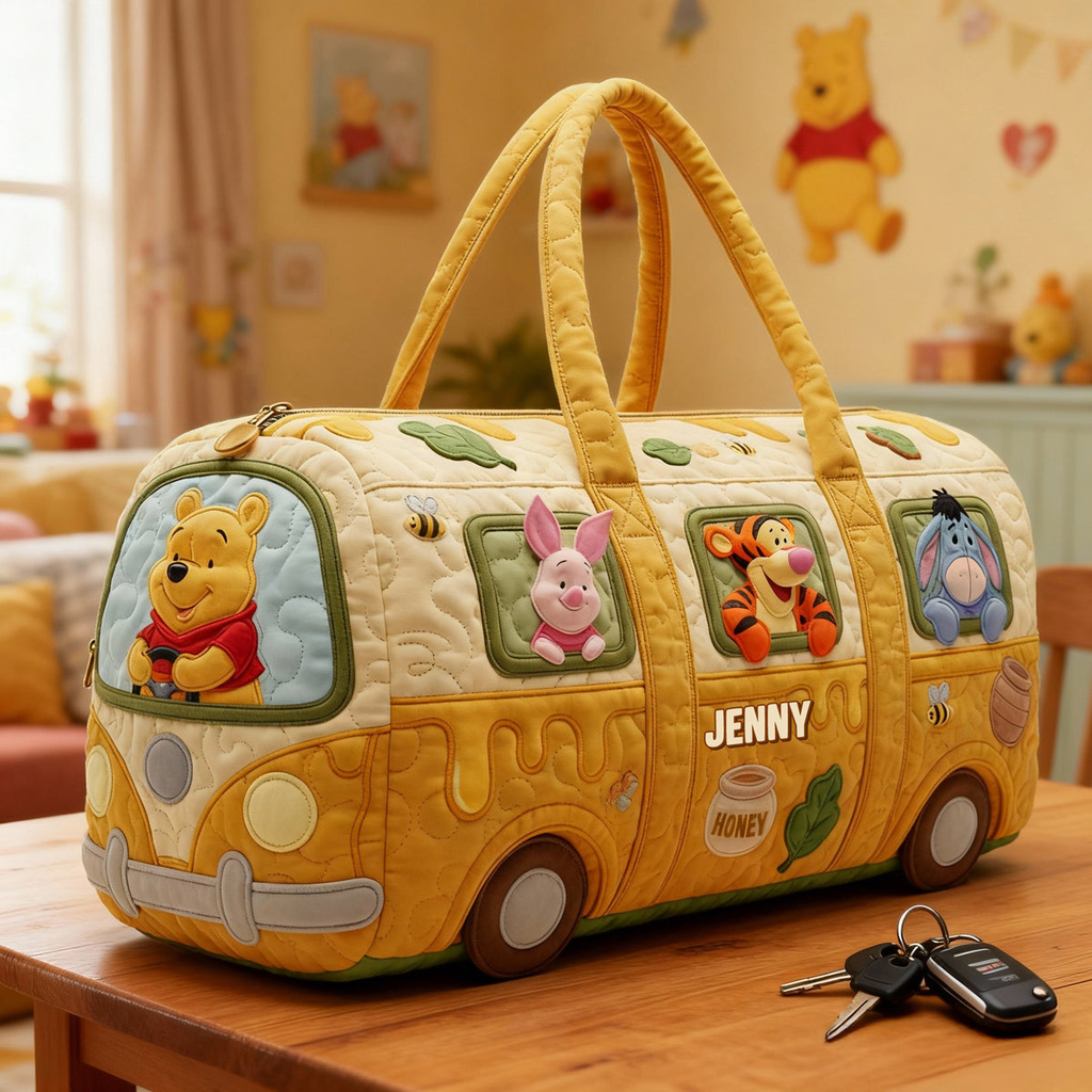 Personalized Quilted Duffle Bag with Disney Characters for Kids - Custom Gift for Movie Fans