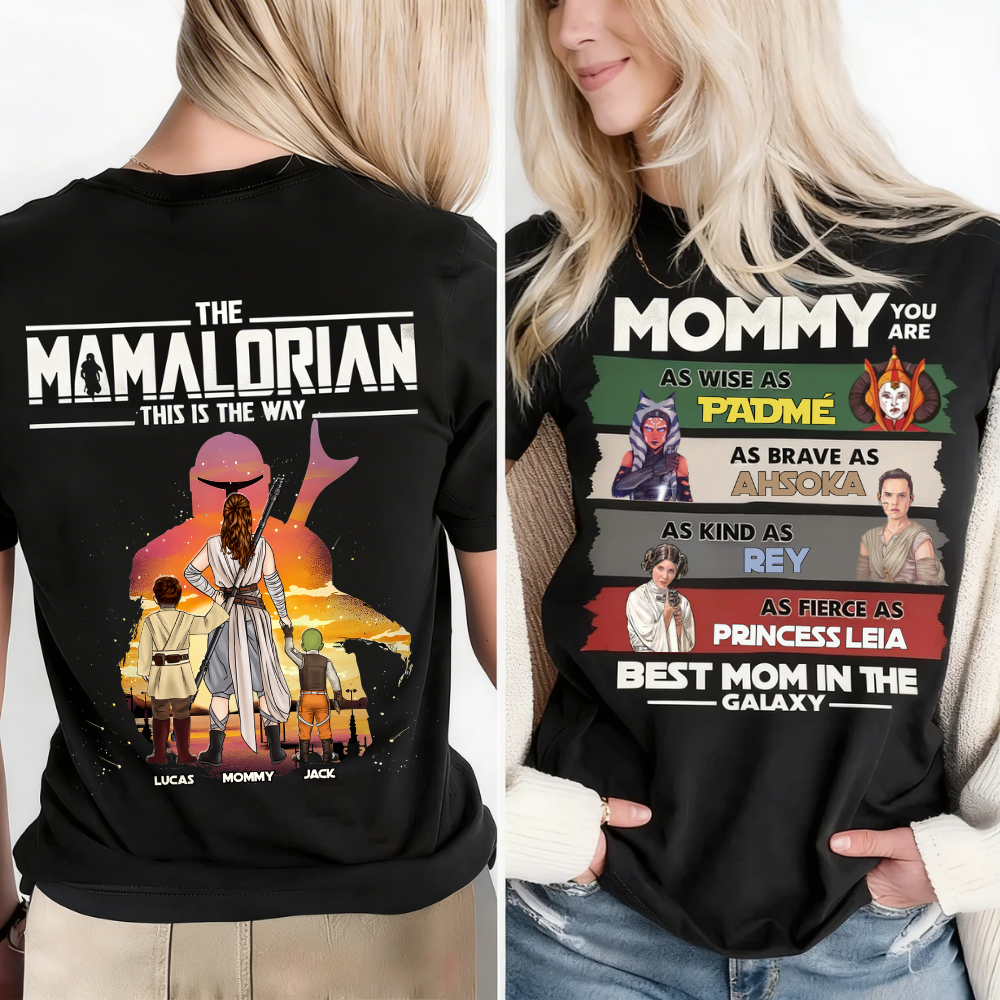 Personalized Mamalorian Mommy Shirt Gift for Mom - Cotton Apparel Cotton Apparel GradoCreations