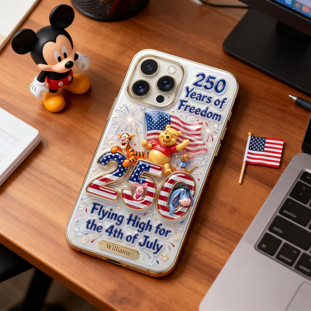 Personalized Clear Silicone Phone Case for 4th of July Gift - USA 250th Anniversary