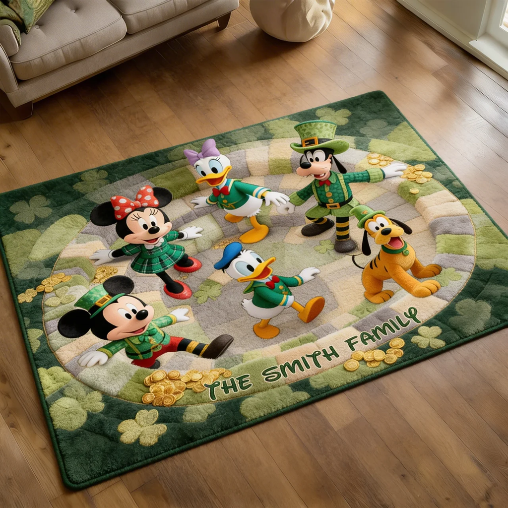 Personalized St. Patrick's Day Doormat Family Gift with Disney Characters