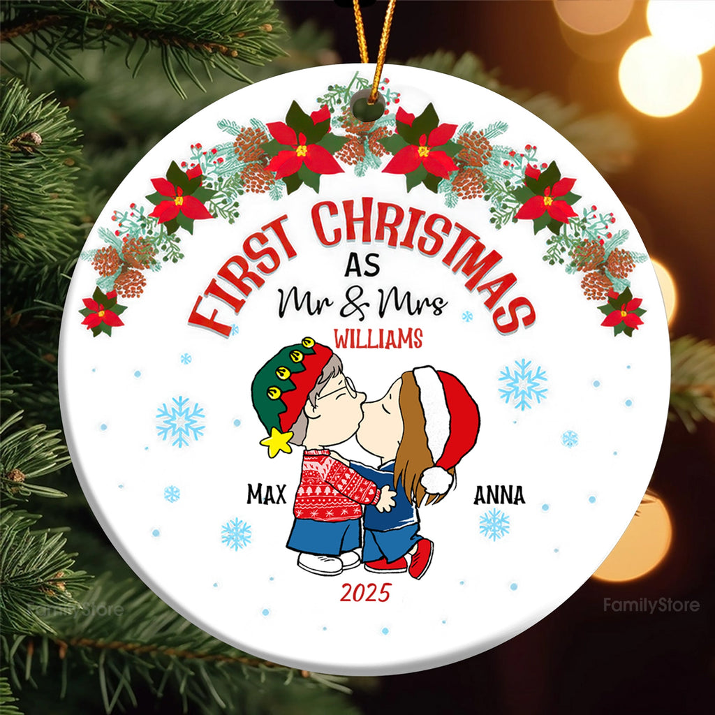 Personalized First Christmas Ornament for Couples - Peanuts Design