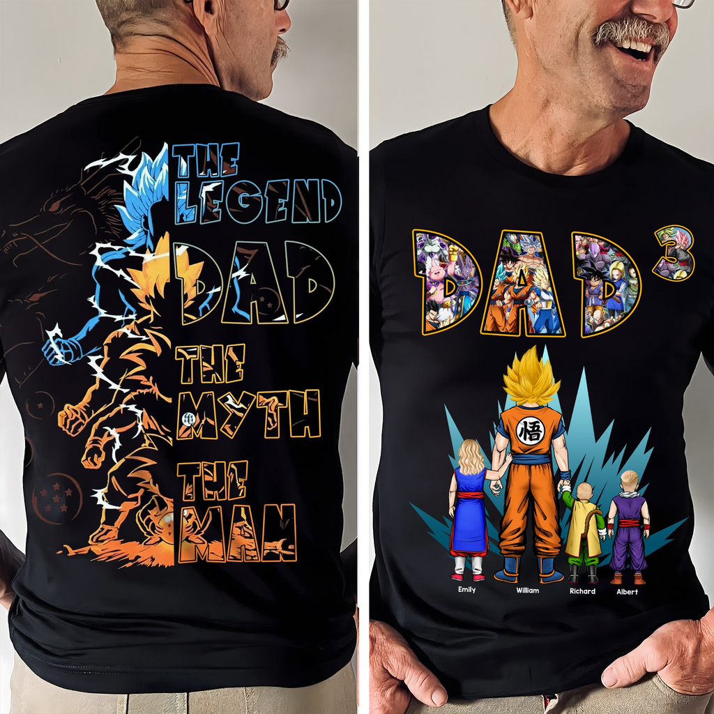 Personalized Anime T-Shirt for Dad Custom Name Gift Idea