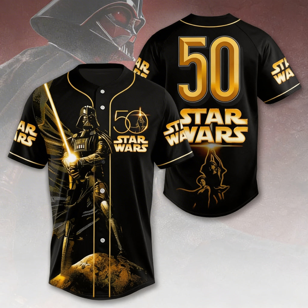 Personalized Star Wars 50th Anniversary Baseball Jersey Gift for Movie Fans