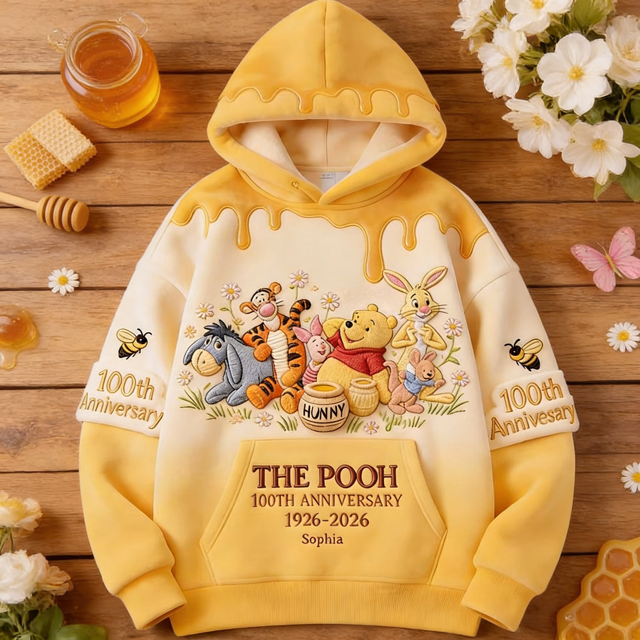 Personalized Pooh Bear 100th Anniversary All Over Shirt Gift
