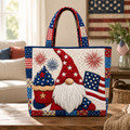 Patriotic Quilted Tote Bag with Gnome Cupcake Design for Her
