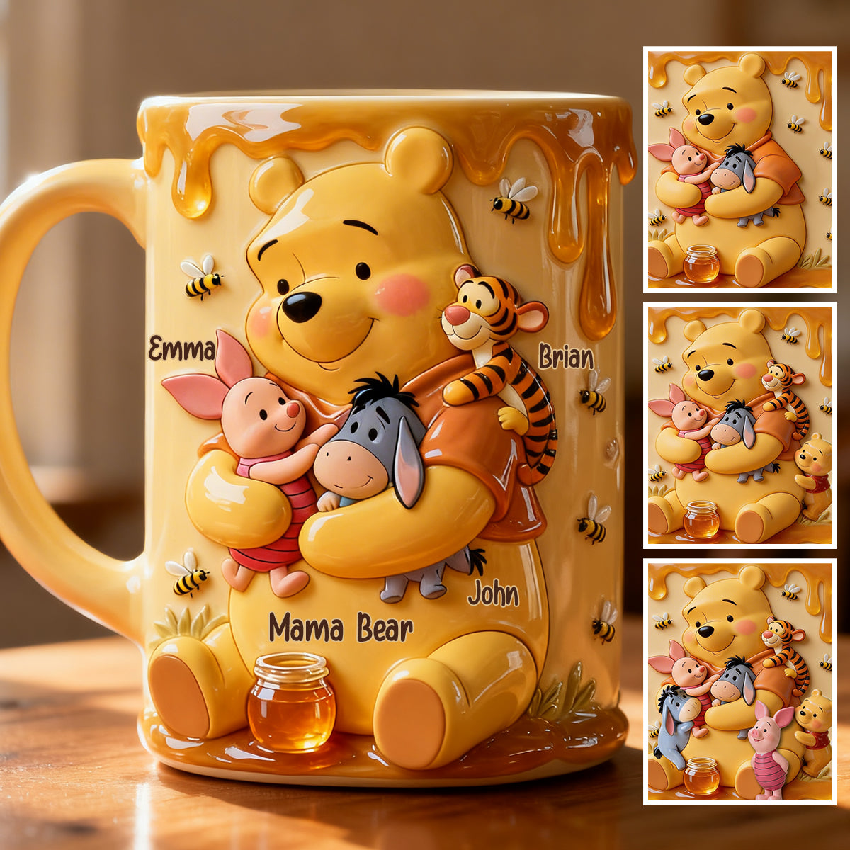 Personalized Honey Bear Mug for Mom | Custom Name Drinkware Gift