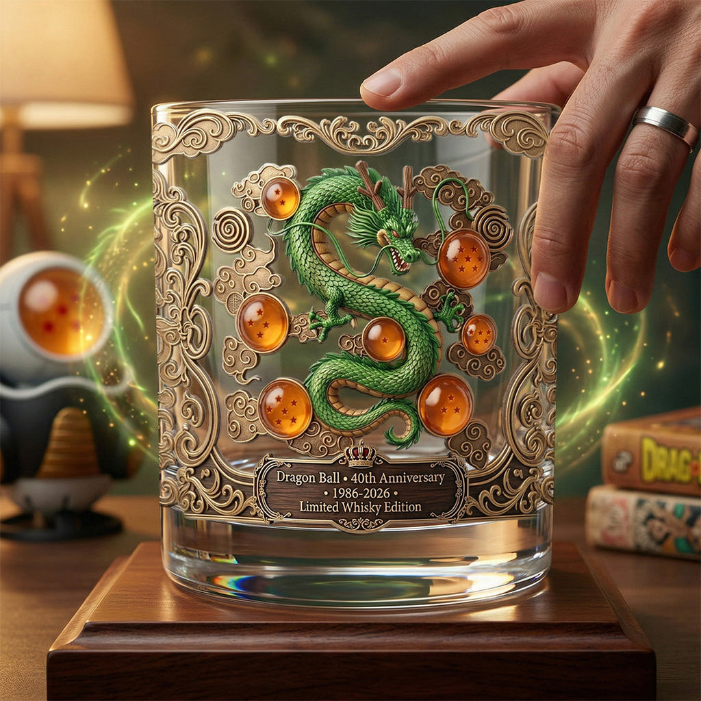 Personalized Whiskey Glass with Dragon Ball Design - Gift for Movie Fans, 40th Anniversary