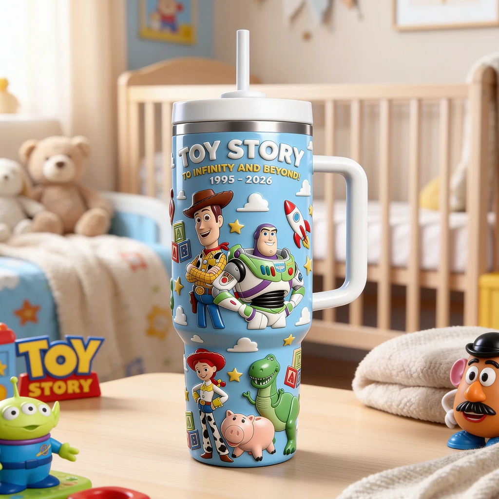 Personalized Toy Story Tumbler With Handle Gift for Movie Fans