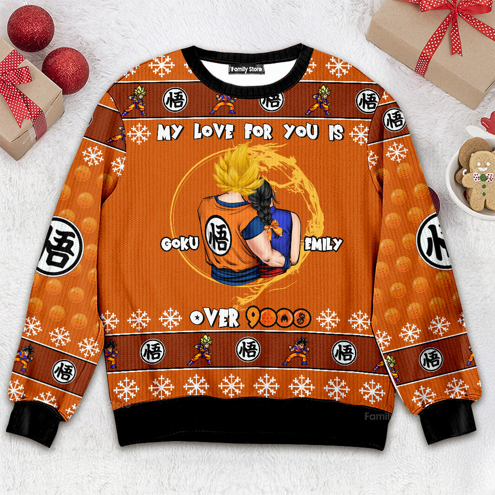 Personalized Over 9000 Ugly Sweater Gift for Couples