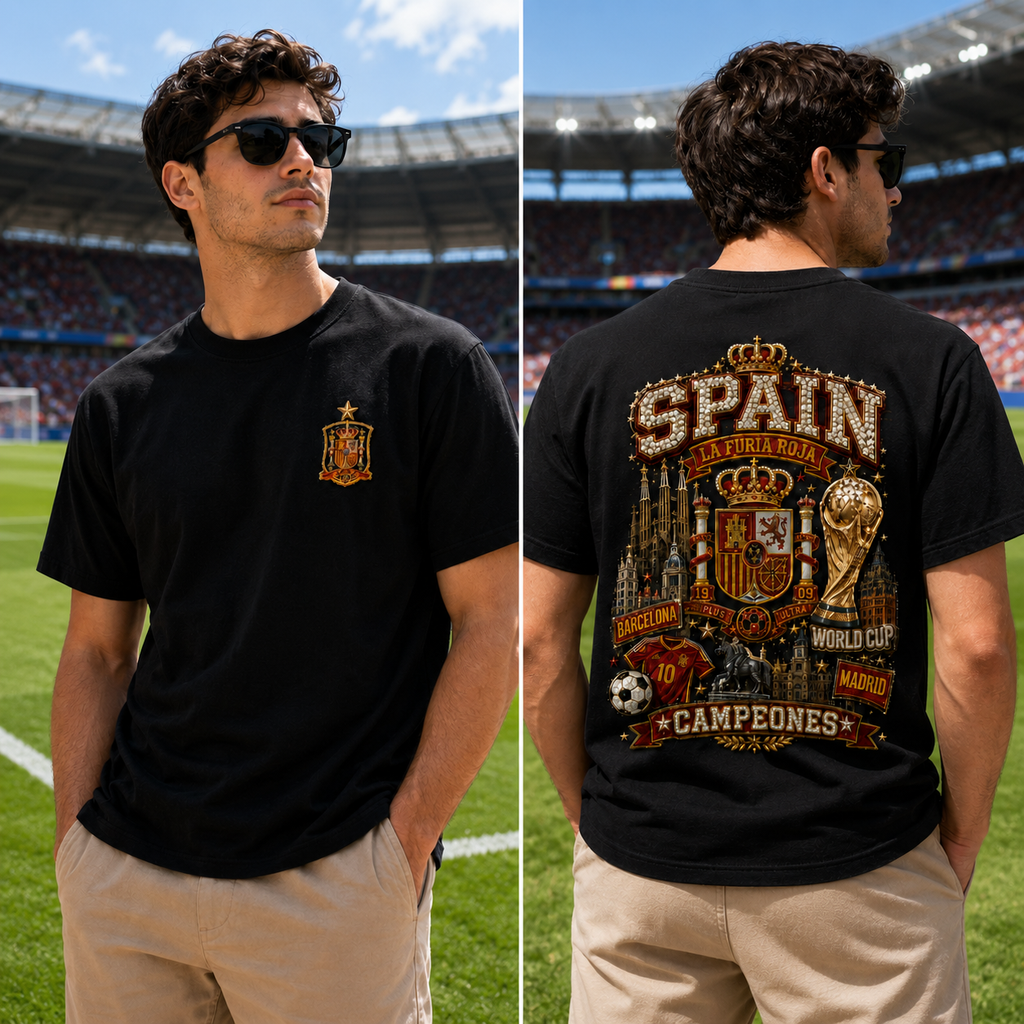 Personalized Spain La Furia Roja Shirt Gift for Football Fans Cotton Apparel GradoCreations