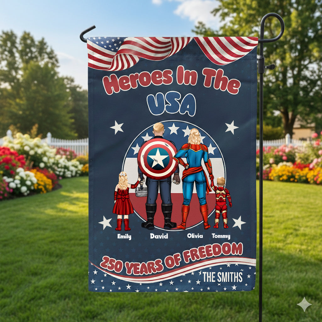 Personalized Patriotic Flag 250 Years Freedom Family Gift Flag GradoCreations
