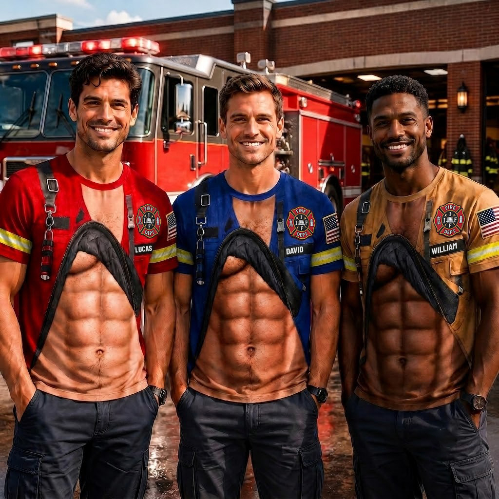 Personalized Firefighter T-Shirt Custom 3D Design Gift for Dad Apparel GradoCreations